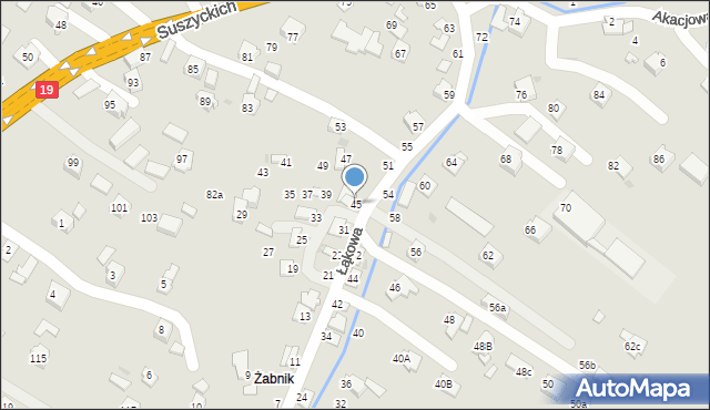 Boguchwała, Łąkowa, 45, mapa Boguchwała