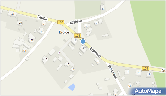 Brojce, Łąkowa, 2, mapa Brojce