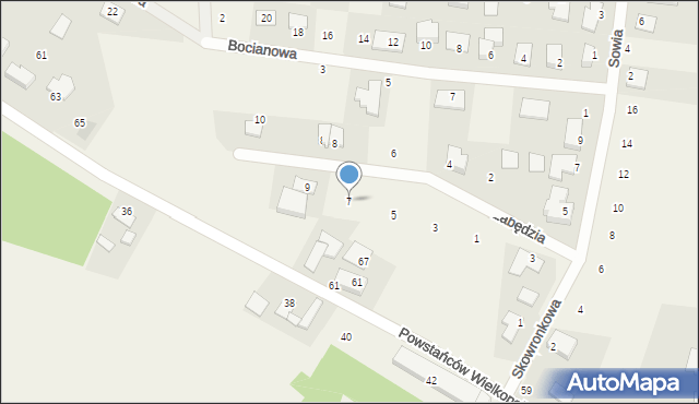 Brzoza, Łabędzia, 7, mapa Brzoza