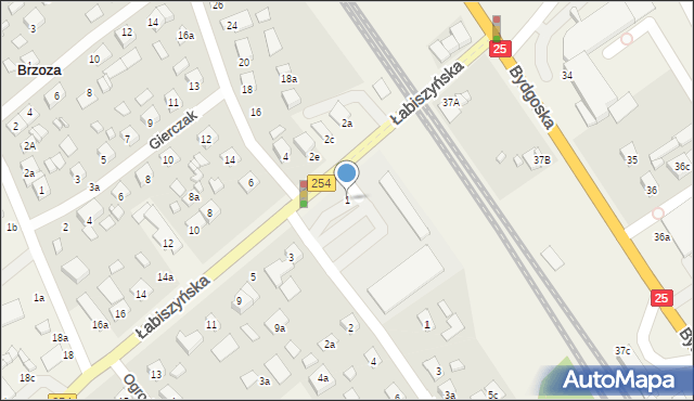 Brzoza, Łabiszyńska, 1, mapa Brzoza