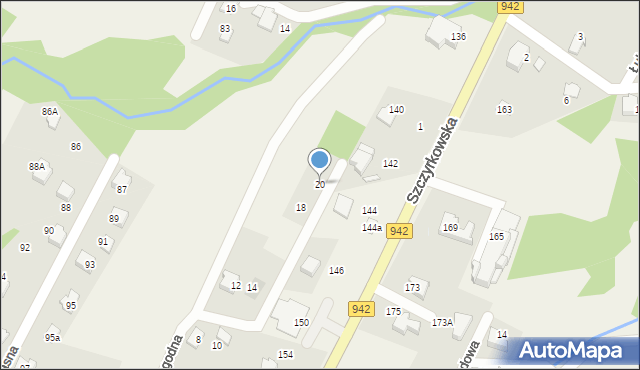 Bystra, Łagodna, 20, mapa Bystra