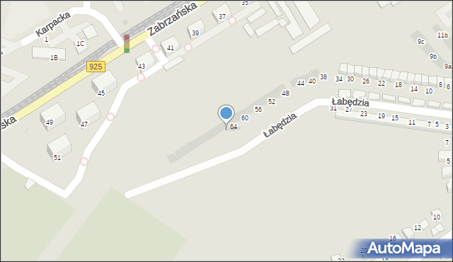 Bytom, Łabędzia, 66, mapa Bytomia