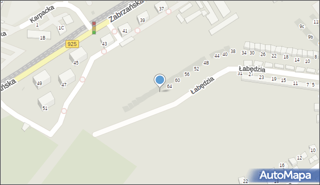 Bytom, Łabędzia, 68, mapa Bytomia