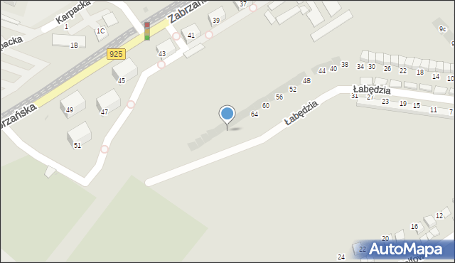 Bytom, Łabędzia, 72, mapa Bytomia