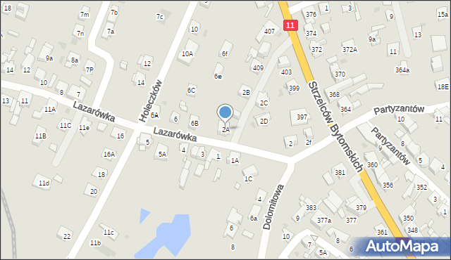 Bytom, Lazarówka, 2A, mapa Bytomia