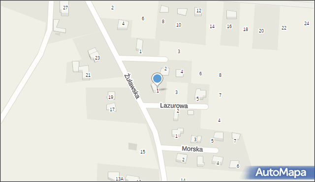 Cedry Małe, Lazurowa, 1, mapa Cedry Małe