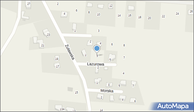 Cedry Małe, Lazurowa, 3, mapa Cedry Małe