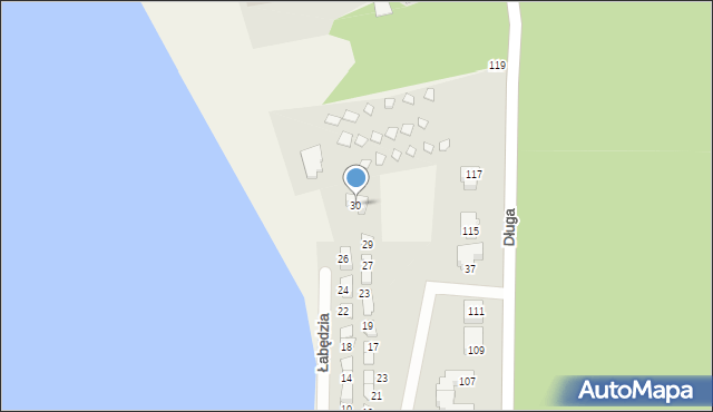 Charzykowy, Łabędzia, 30, mapa Charzykowy