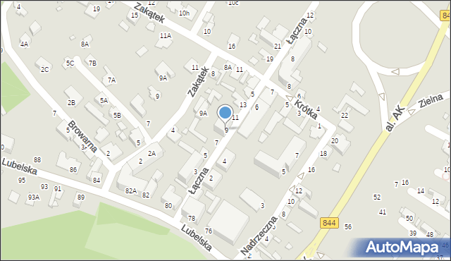 Chełm, Łączna, 9, mapa Chełma