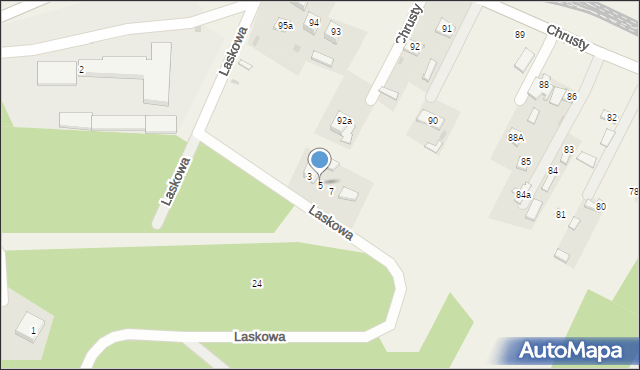 Chrusty, Laskowa, 5, mapa Chrusty