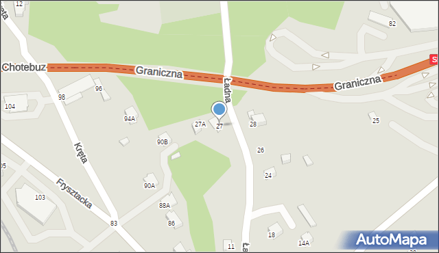 Cieszyn, Ładna, 27, mapa Cieszyna