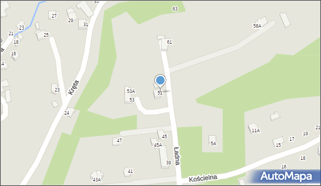 Cieszyn, Ładna, 51, mapa Cieszyna