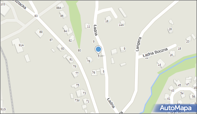 Cieszyn, Ładna, 7, mapa Cieszyna