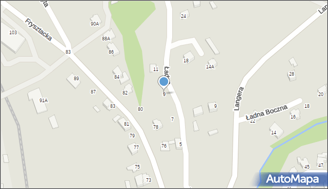 Cieszyn, Ładna, 9, mapa Cieszyna