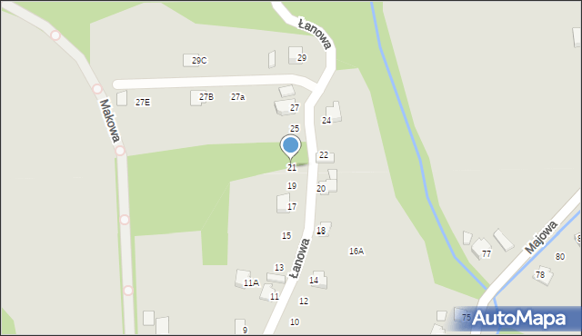 Cieszyn, Łanowa, 21, mapa Cieszyna