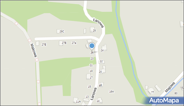 Cieszyn, Łanowa, 25, mapa Cieszyna
