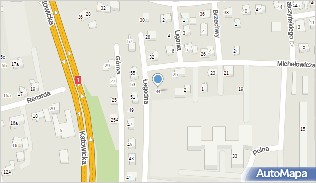 Czechowice-Dziedzice, Łagodna, 44, mapa Czechowic-Dziedzic