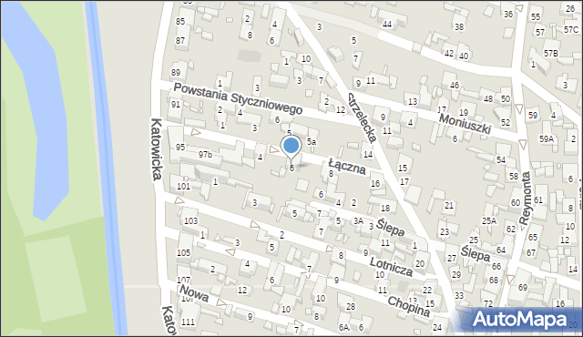 Czeladź, Łączna, 6, mapa Czeladź