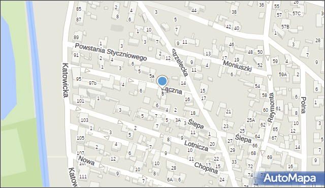 Czeladź, Łączna, 8, mapa Czeladź