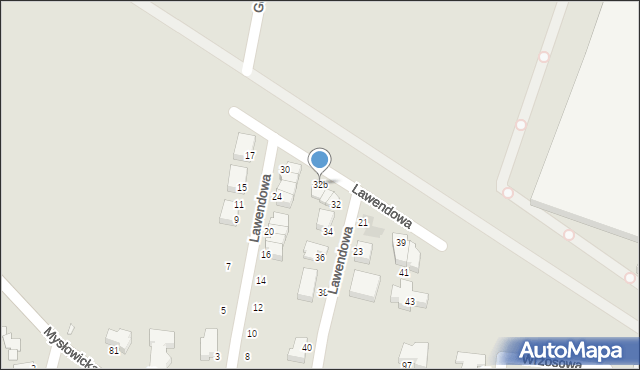 Czeladź, Lawendowa, 32b, mapa Czeladź