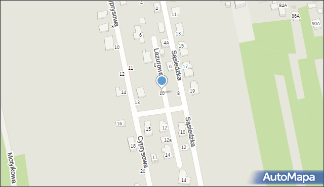 Częstochowa, Lazurowa, 10, mapa Częstochowy