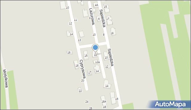 Częstochowa, Lazurowa, 12, mapa Częstochowy