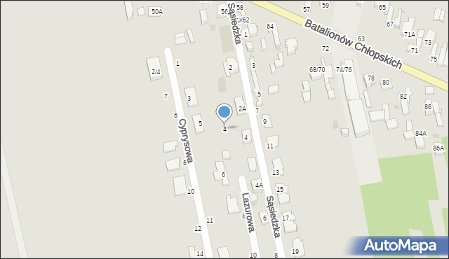 Częstochowa, Lazurowa, 4, mapa Częstochowy