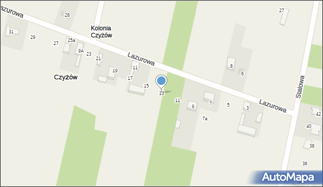 Czyżów, Lazurowa, 13, mapa Czyżów