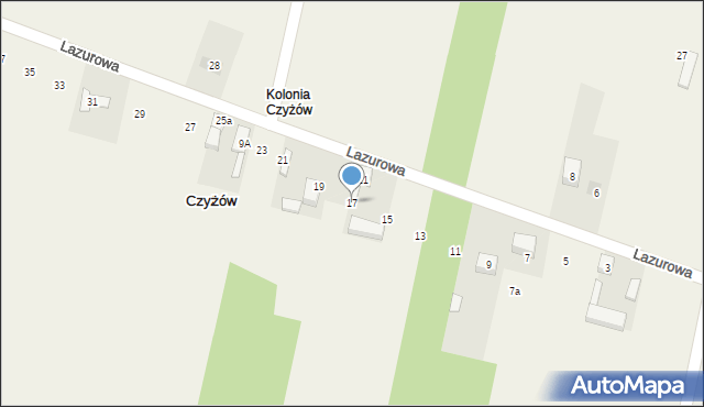 Czyżów, Lazurowa, 17, mapa Czyżów
