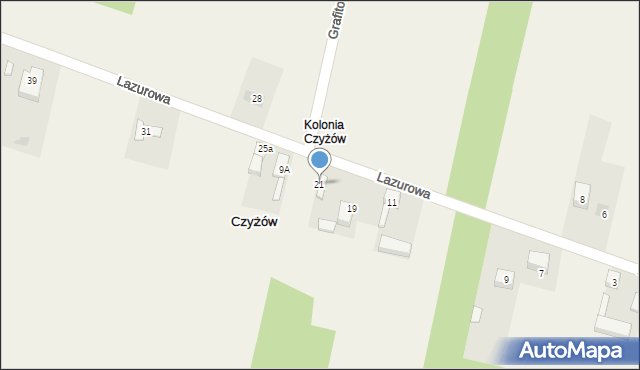 Czyżów, Lazurowa, 21, mapa Czyżów