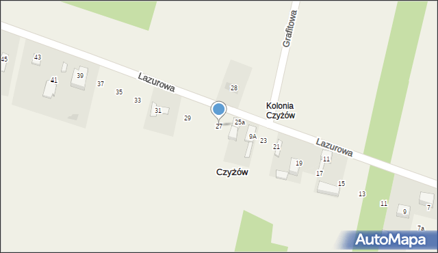 Czyżów, Lazurowa, 27, mapa Czyżów