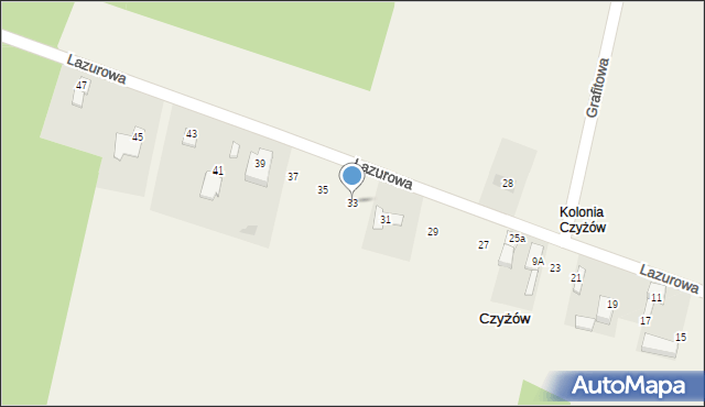Czyżów, Lazurowa, 33, mapa Czyżów
