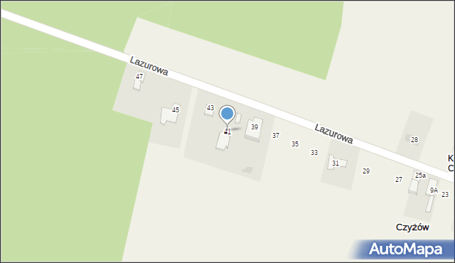 Czyżów, Lazurowa, 41, mapa Czyżów