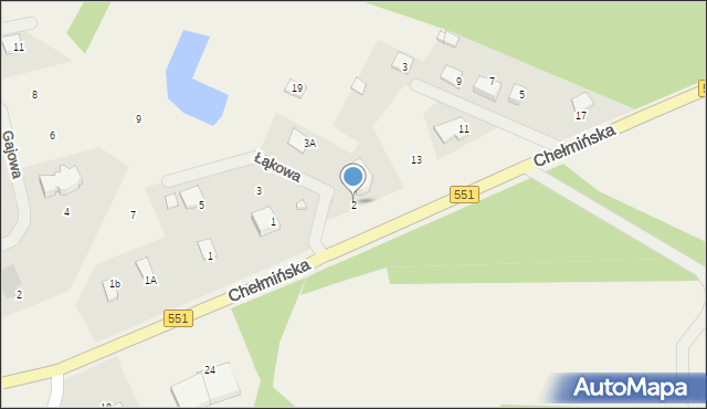 Dąbrowa Chełmińska, Łąkowa, 2, mapa Dąbrowa Chełmińska