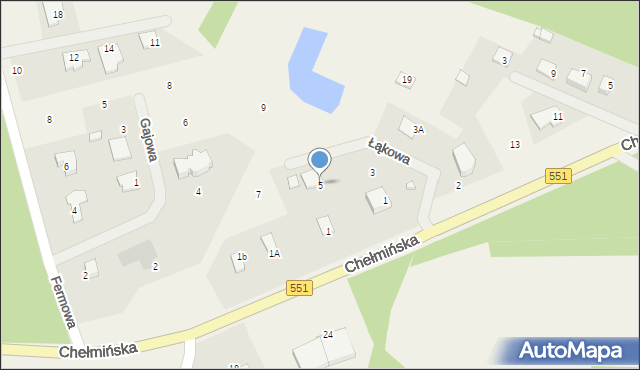 Dąbrowa Chełmińska, Łąkowa, 5, mapa Dąbrowa Chełmińska