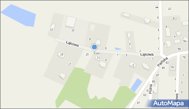 Dębina, Łąkowa, 13, mapa Dębina