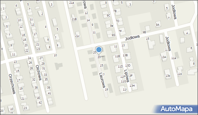 Długołęka, Laurowa, 13, mapa Długołęka