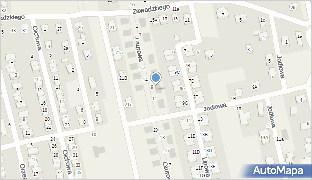 Długołęka, Laurowa, 9, mapa Długołęka