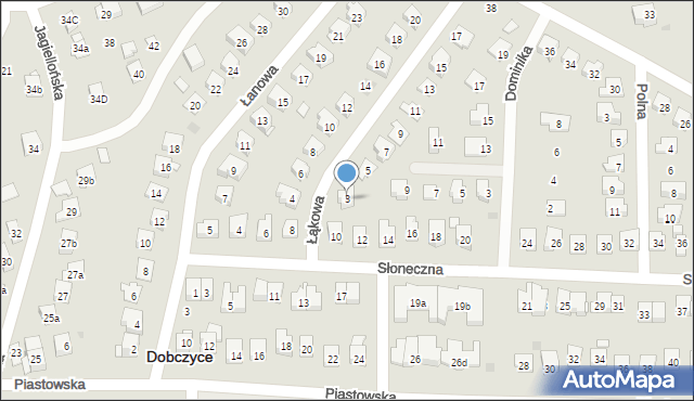 Dobczyce, Łąkowa, 3, mapa Dobczyce