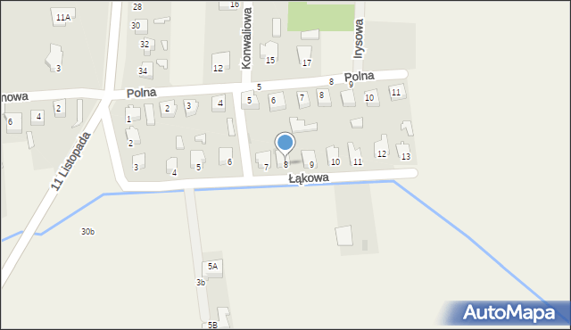 Dobroń Duży, Łąkowa, 8, mapa Dobroń Duży