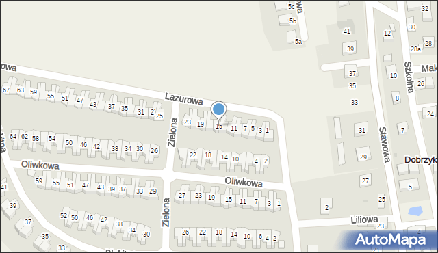 Dobrzykowice, Lazurowa, 15, mapa Dobrzykowice