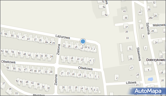 Dobrzykowice, Lazurowa, 9, mapa Dobrzykowice
