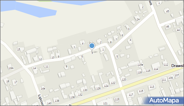 Drawsko, Łąkowa, 3, mapa Drawsko
