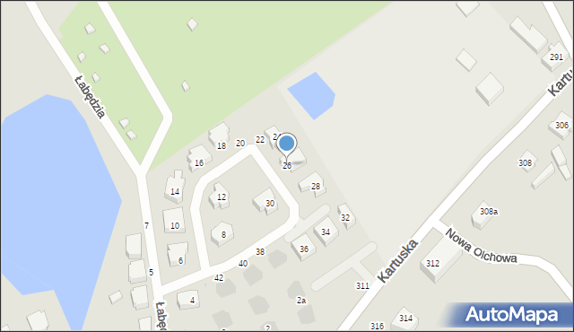 Gdańsk, Łabędzia, 26, mapa Gdańska