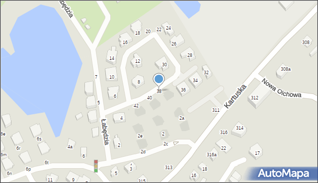 Gdańsk, Łabędzia, 38, mapa Gdańska