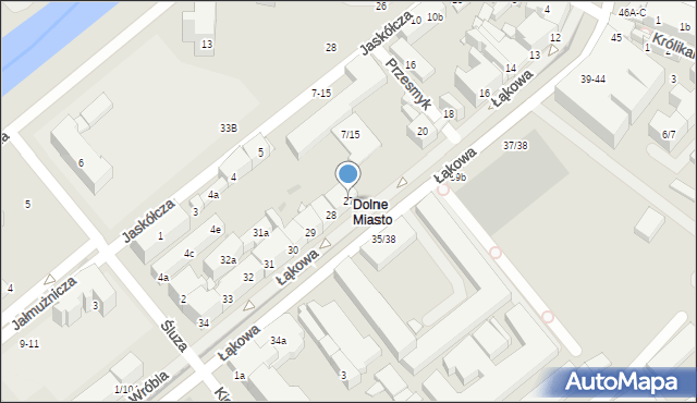 Gdańsk, Łąkowa, 27, mapa Gdańska