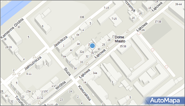 Gdańsk, Łąkowa, 31, mapa Gdańska