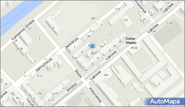 Gdańsk, Łąkowa, 32a, mapa Gdańska