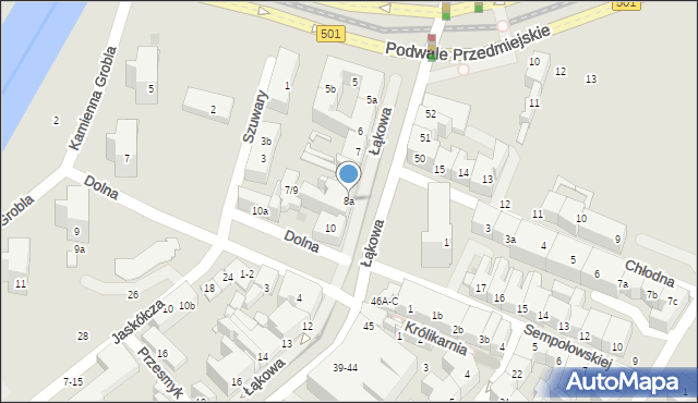 Gdańsk, Łąkowa, 8a, mapa Gdańska