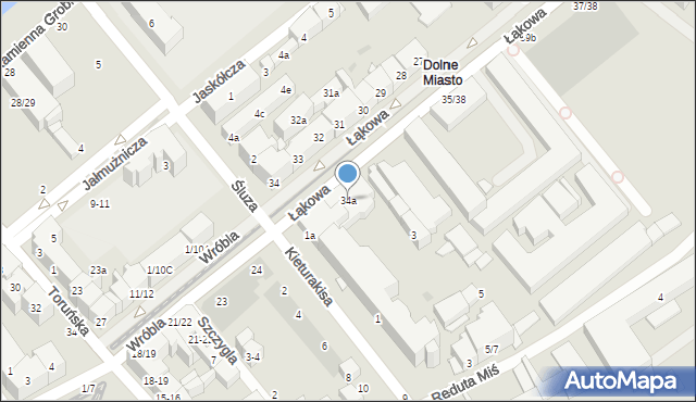 Gdańsk, Łąkowa, 34a, mapa Gdańska